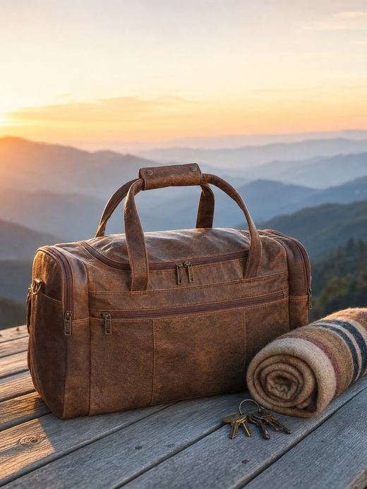 Aerosquadron Collection 81St Aero Squadron Leather Duffel Bag by Scully, in the wild