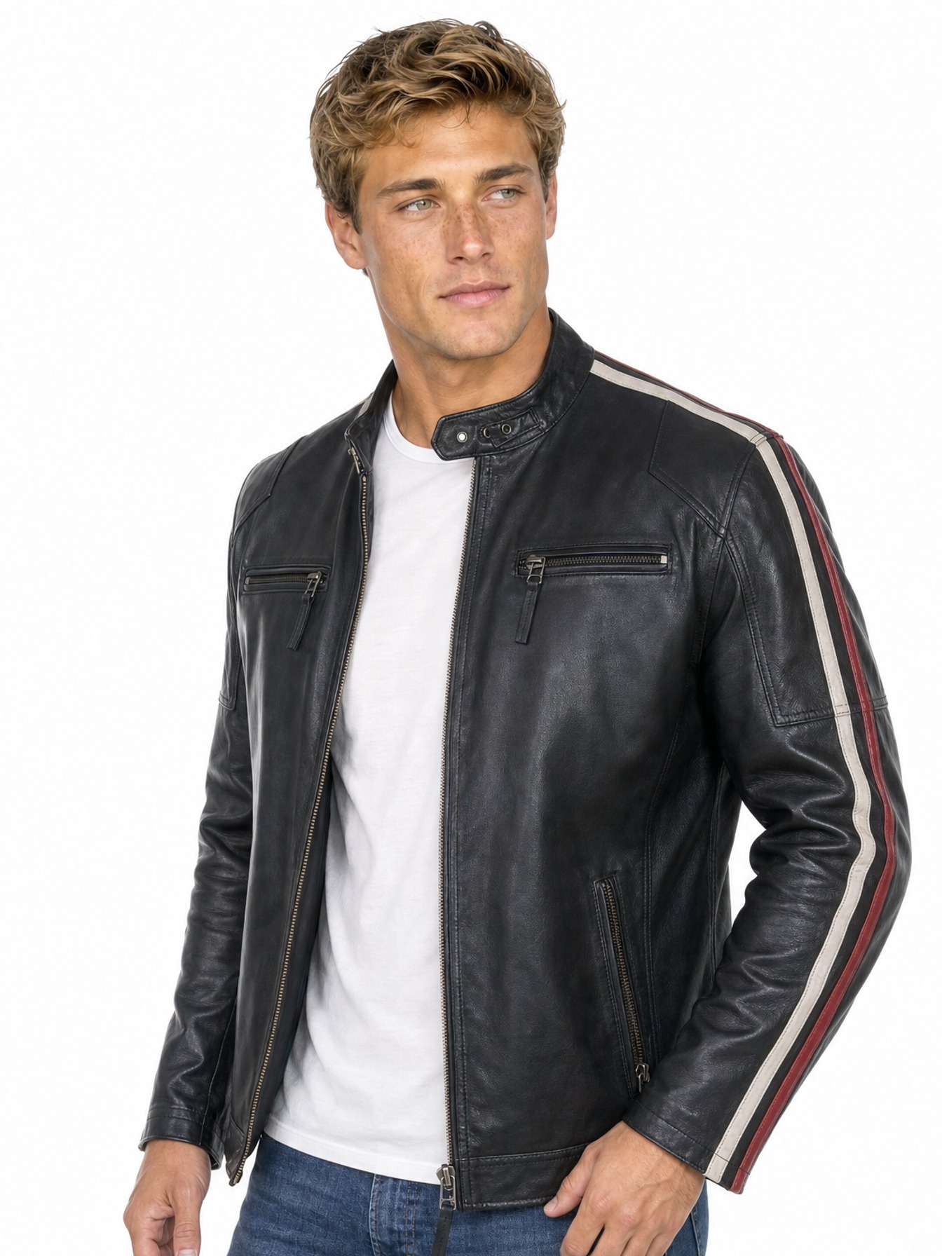 Striped Racing Jacket, Black Lamb