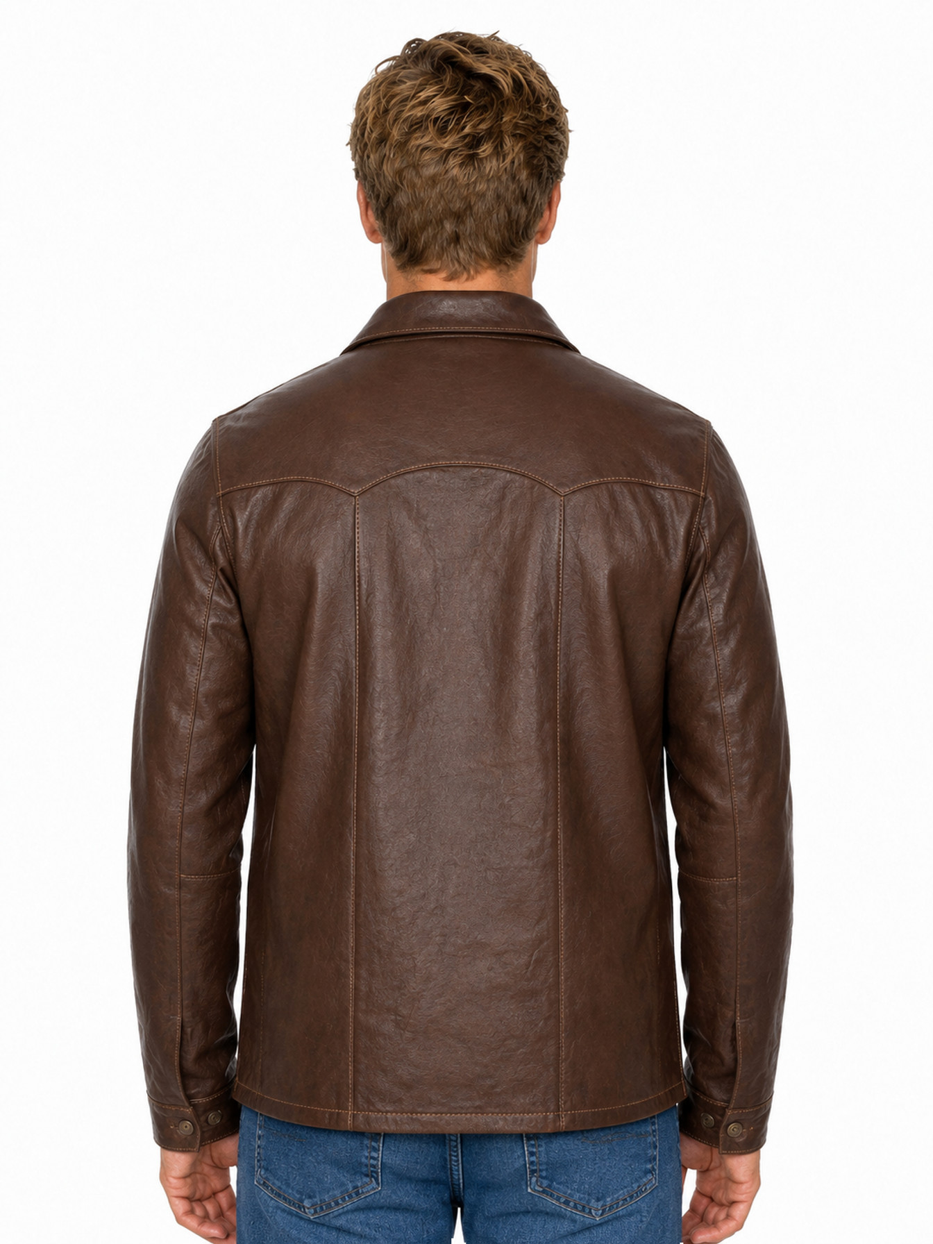 Chocolate Contemporary Western-Inspired Shirt Jacket by Scully, back view