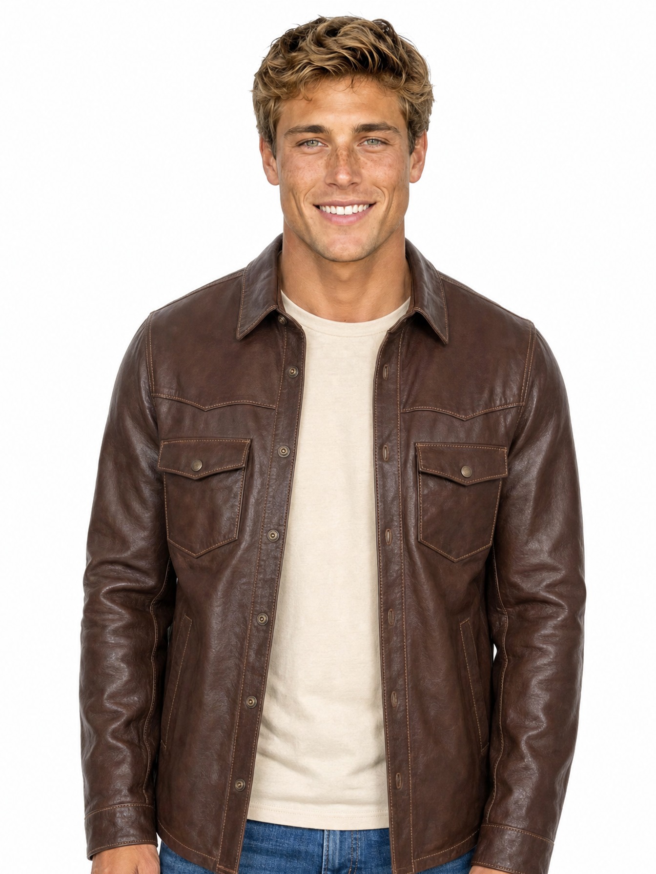 Contemporary Western-Inspired Shirt Jacket, Chocolate