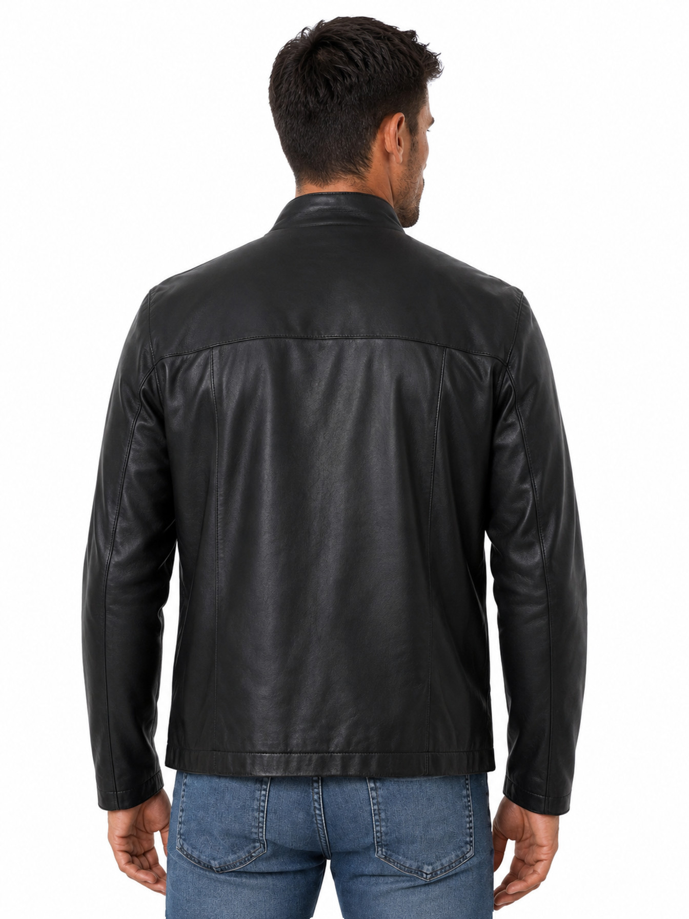 Black Lamb Leather Jacket by Scully, back view