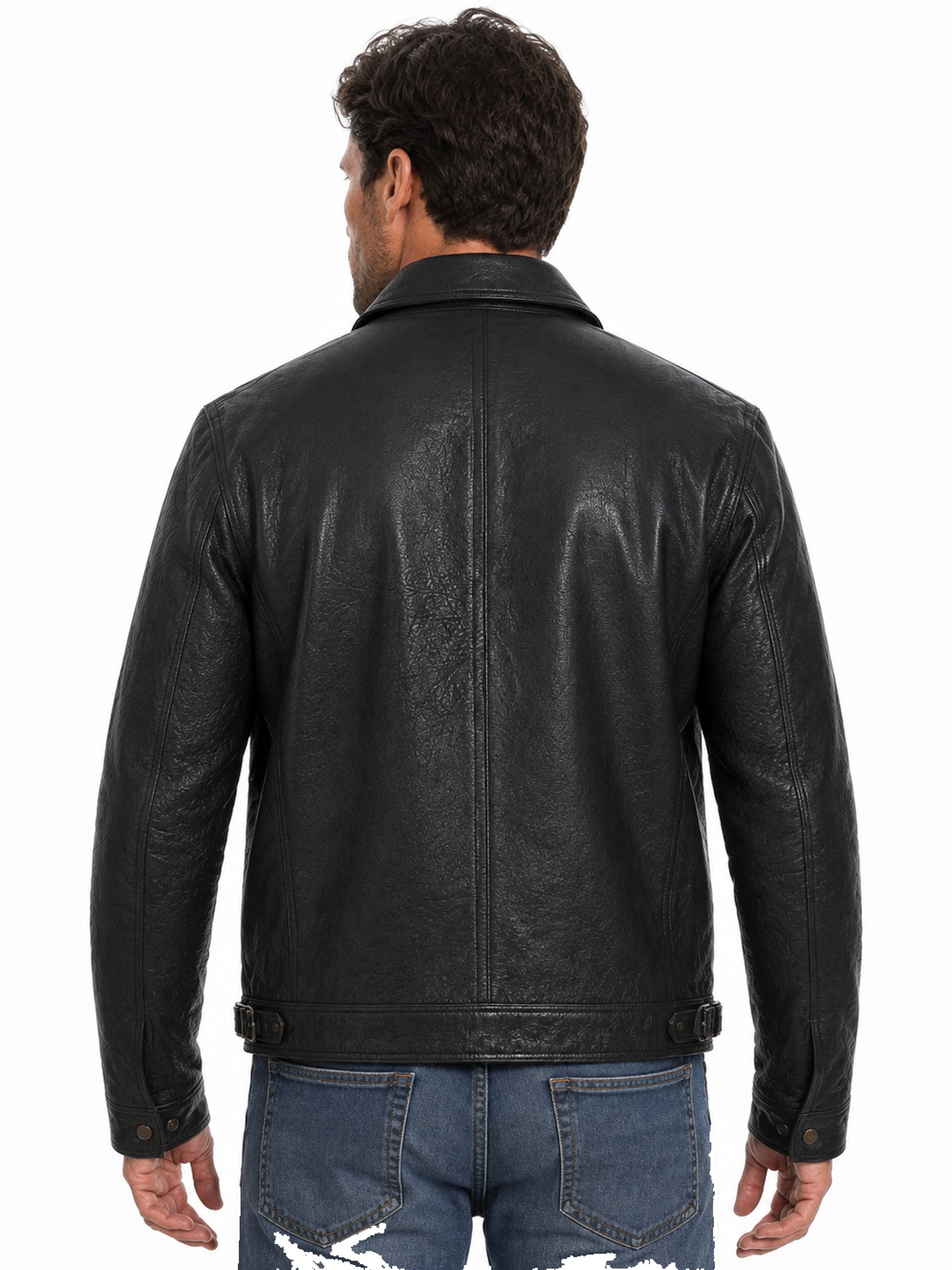 Black Rugged Lamb Rugged Lamb Zip Jacket by Scully, back view