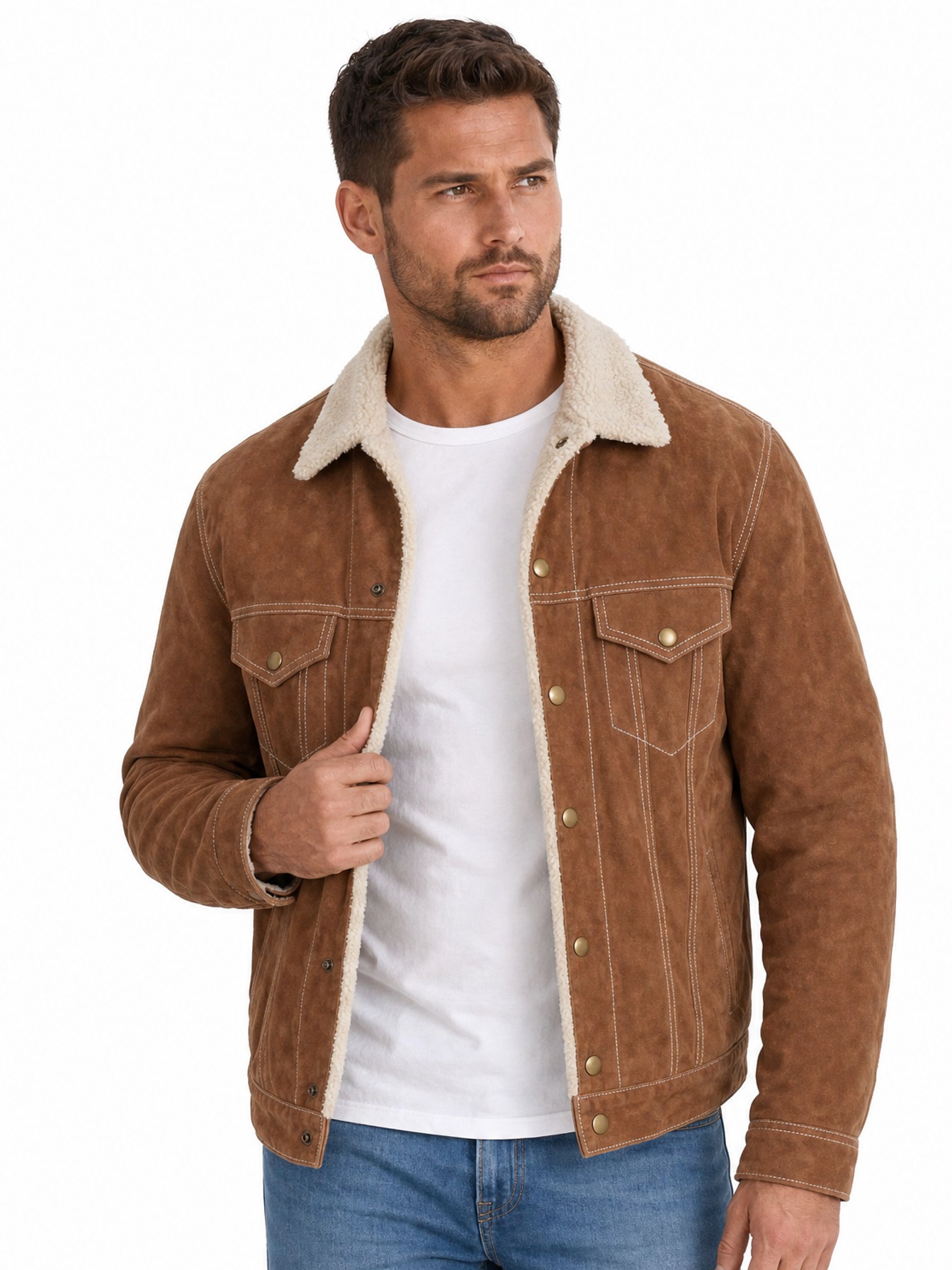 Boar Suede Jean Jacket, Cafe Brown