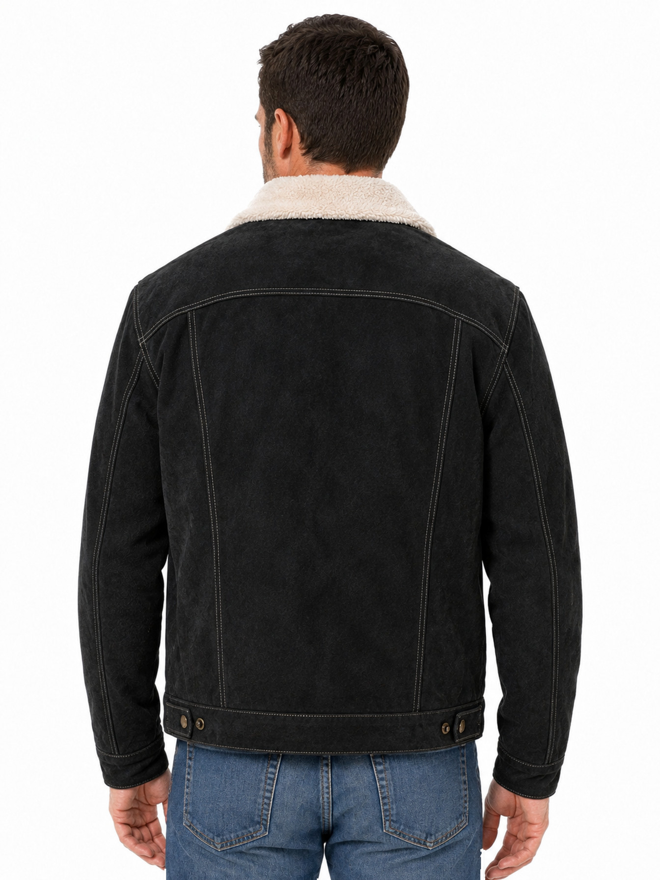Black Boar Suede Jean Jacket by Scully, back view