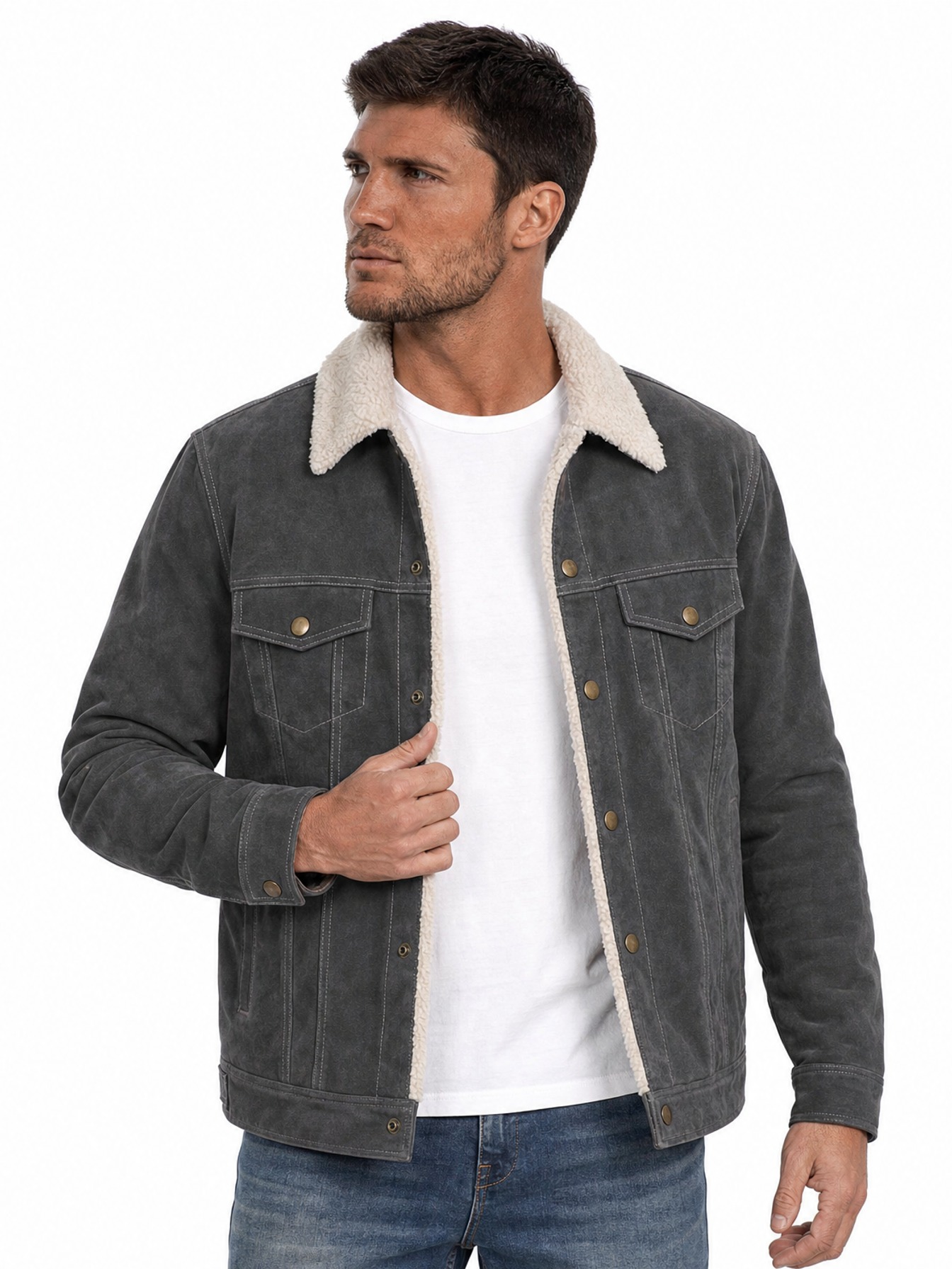 Boar Suede Jean Jacket, Grey