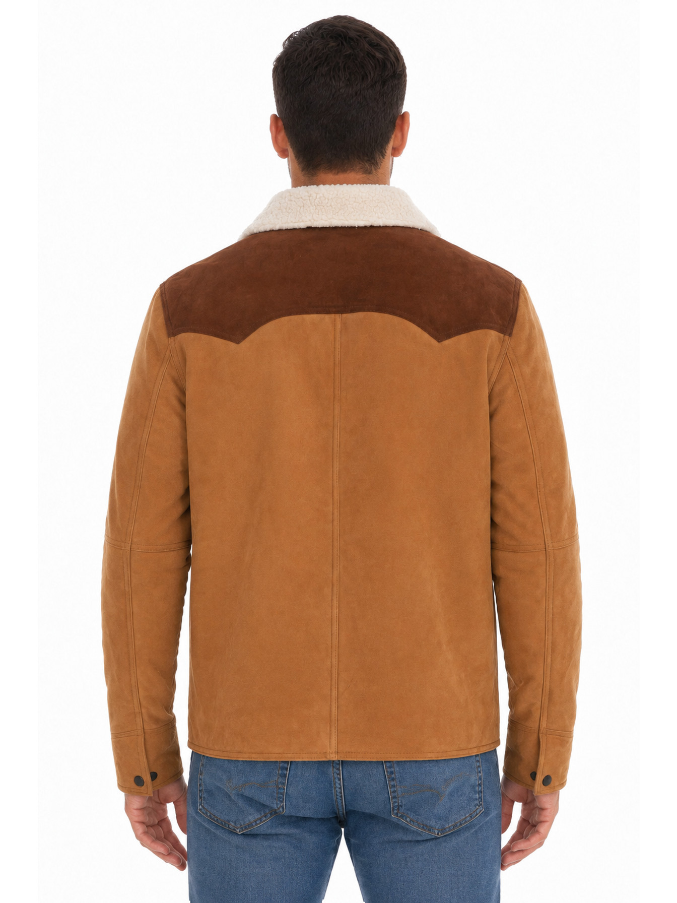 Tan Snap-Front Jacket by Scully, back view
