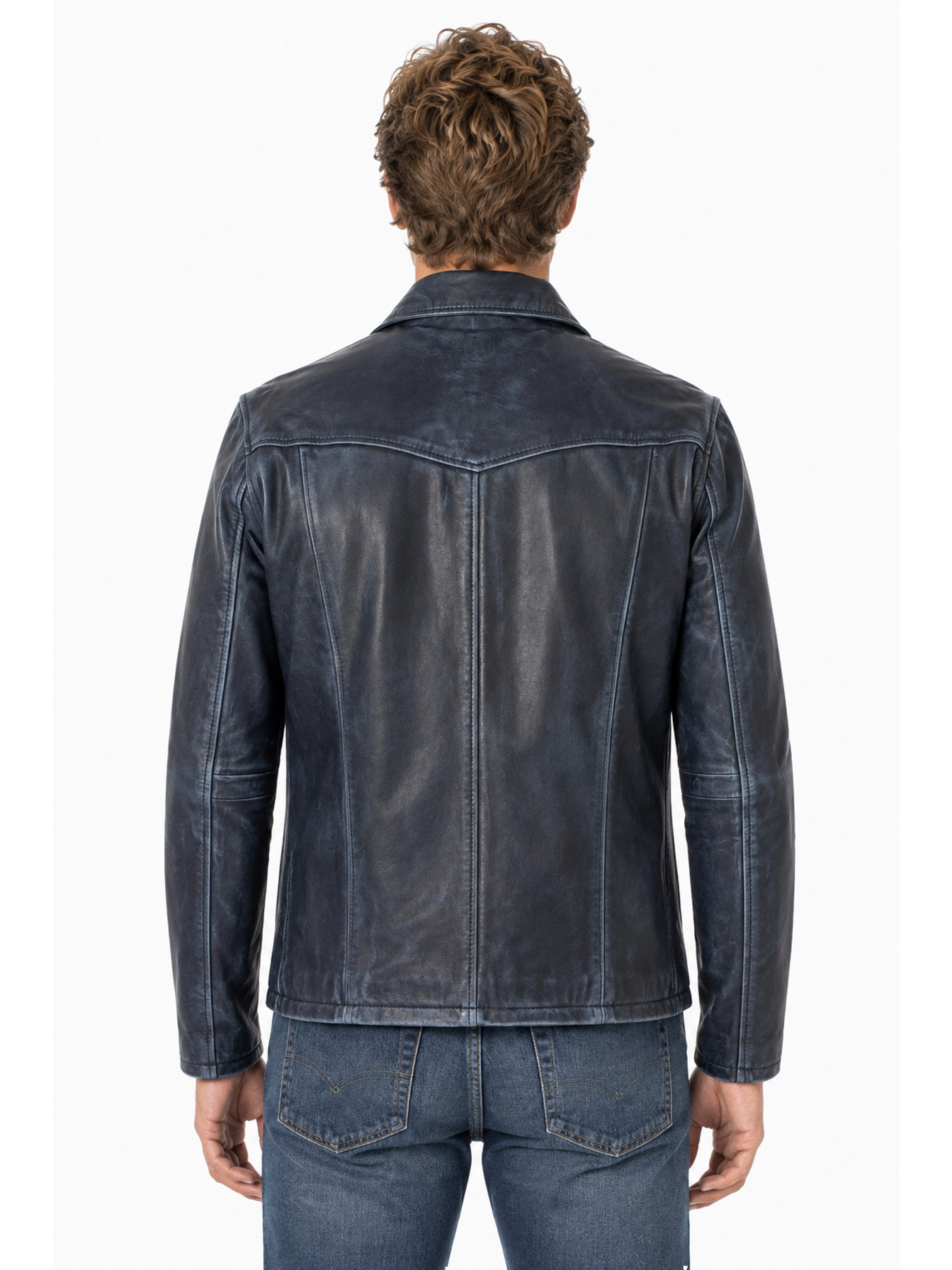 Navy Vintage-Inspired Jacket by Scully, back view