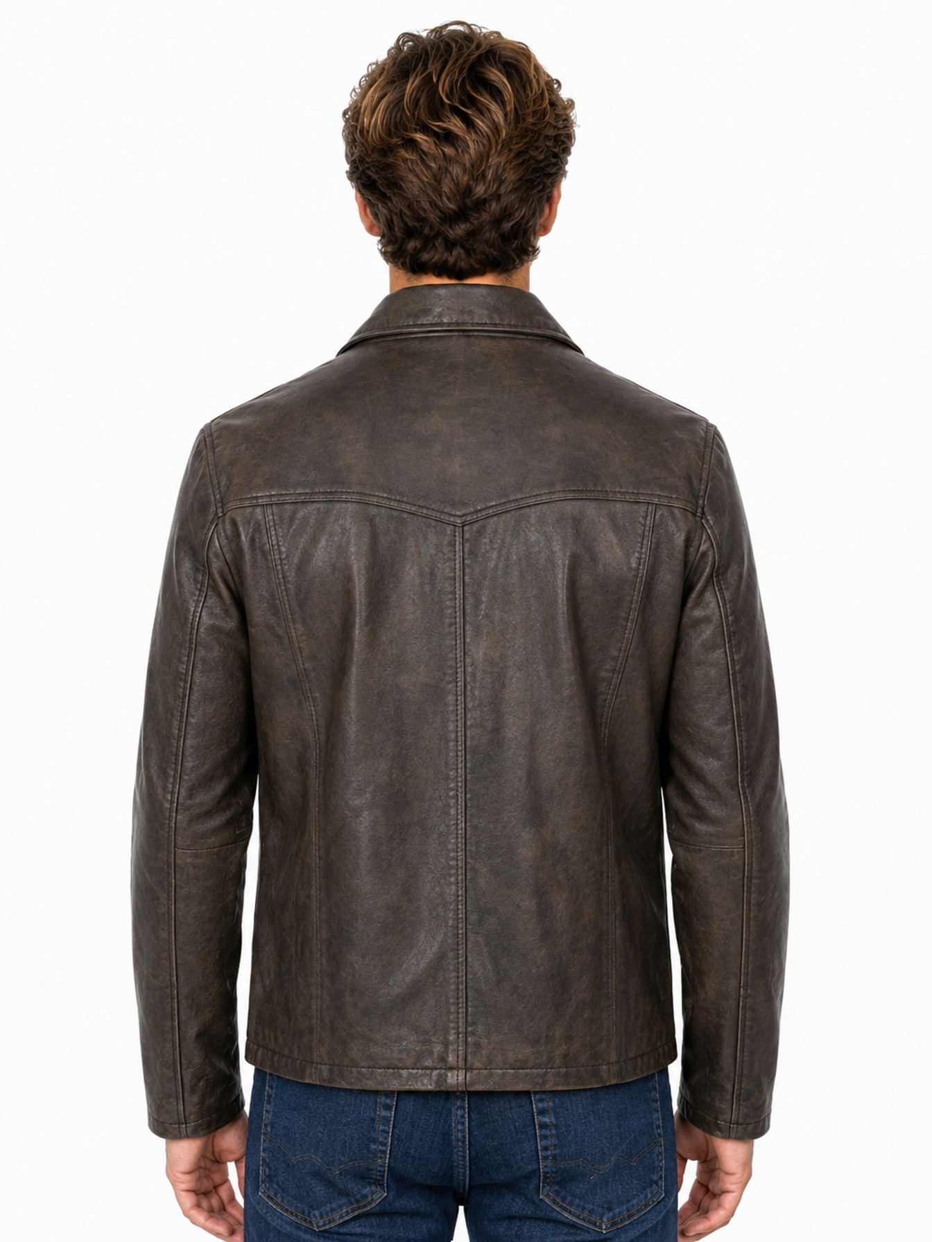 Brown Vintage-Inspired Jacket by Scully, back view
