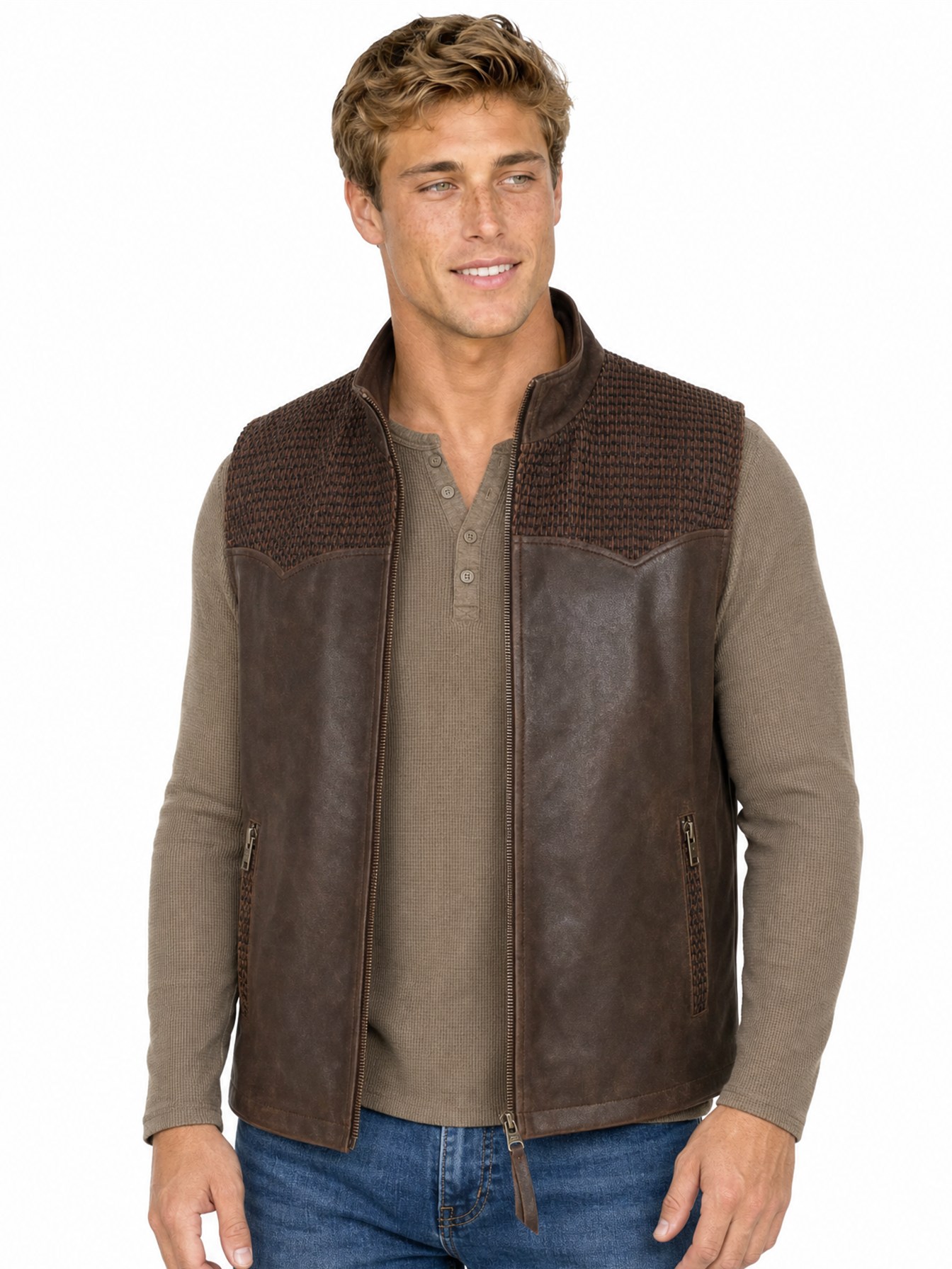 Leather Vest, Brown