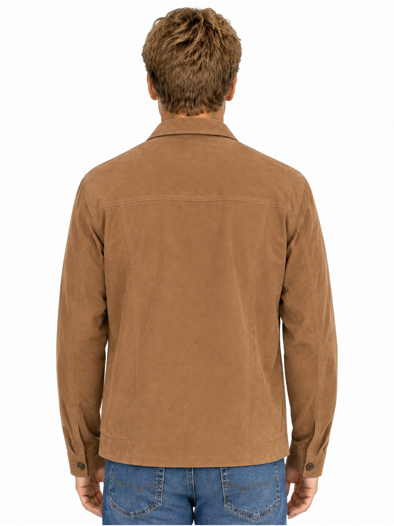 Tan Reversible Tan Suede Jacket by Scully, back view