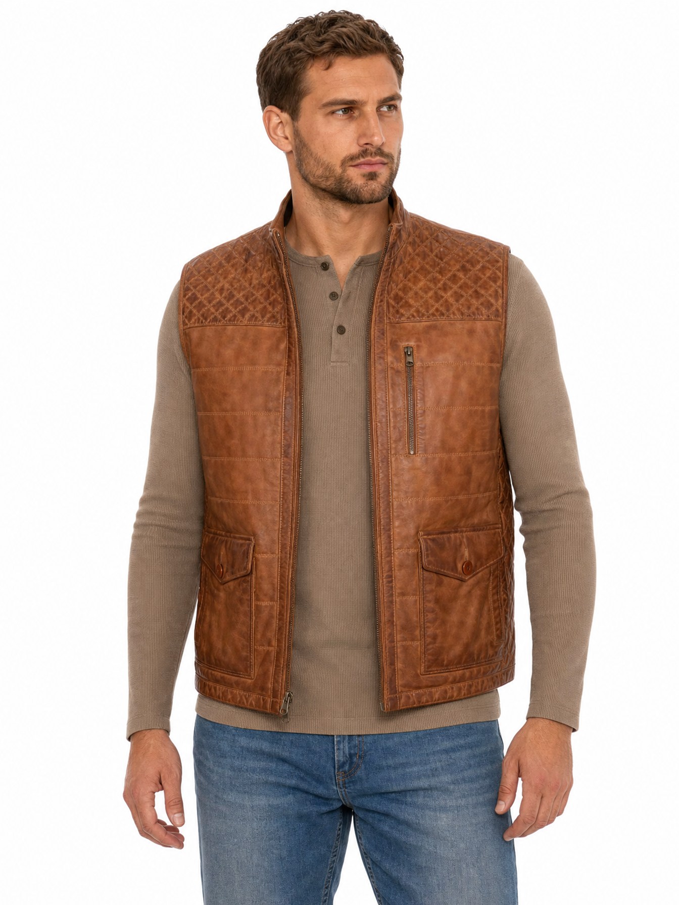 Vest, Saddle Tan