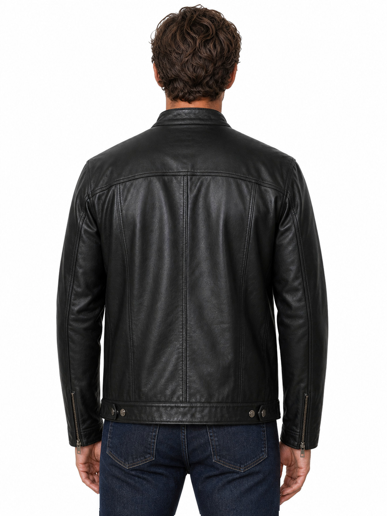 Black Lamb Modern Leather Jacket by Scully, back view