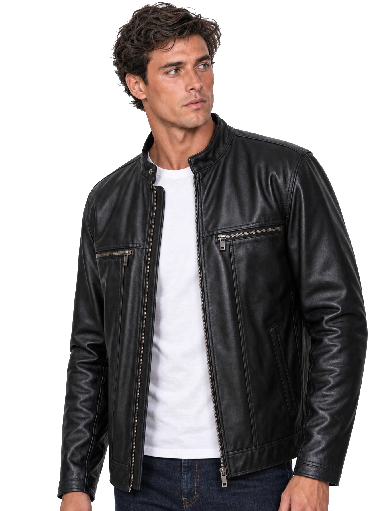 Modern Leather Jacket, Black Lamb
