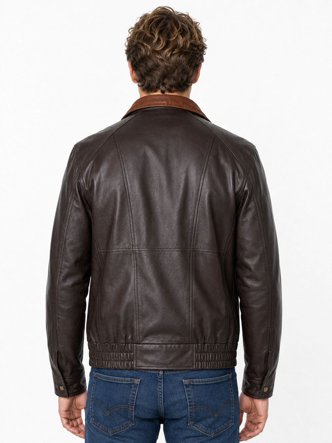Black With Cognac Featherlite Leather Jacket by Scully, back view