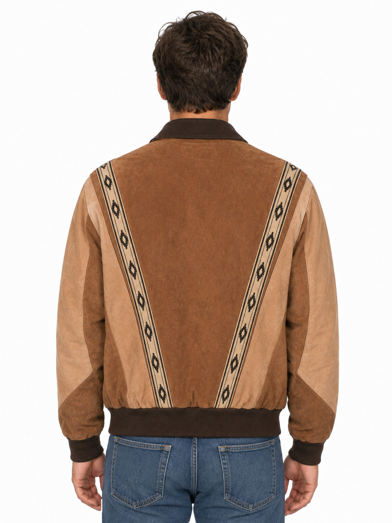 Cafe Brown/Camel Two-Toned Boar Suede Rodeo Jacket by Scully, back view