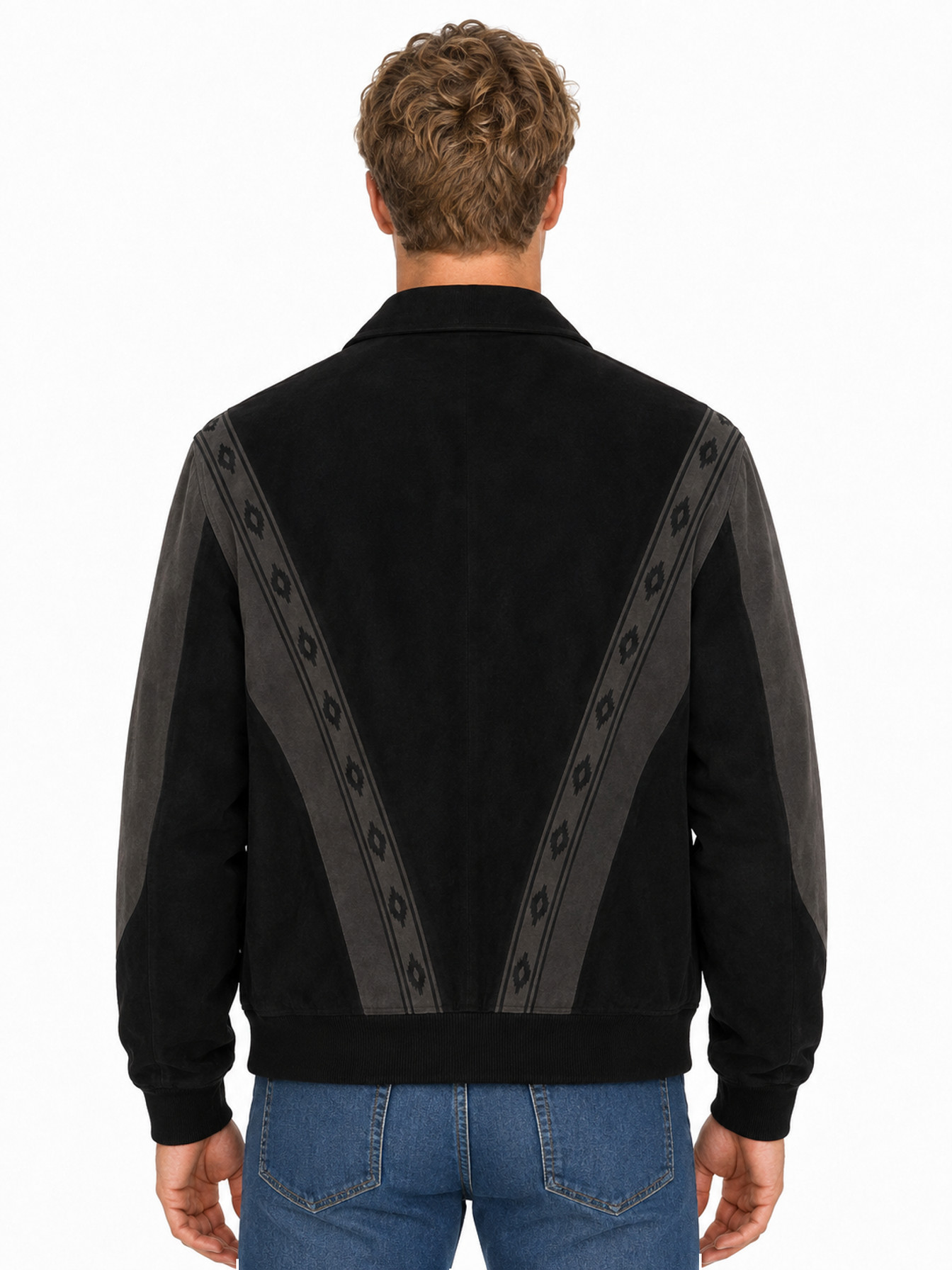 Black With Dk Grey Two-Toned Boar Suede Rodeo Jacket by Scully, back view