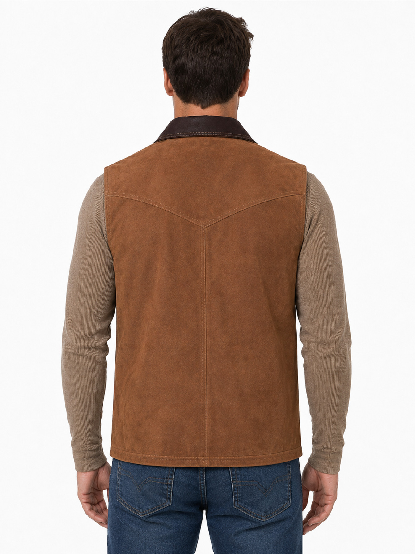 Cafe Brown Western Vest by Scully, back view