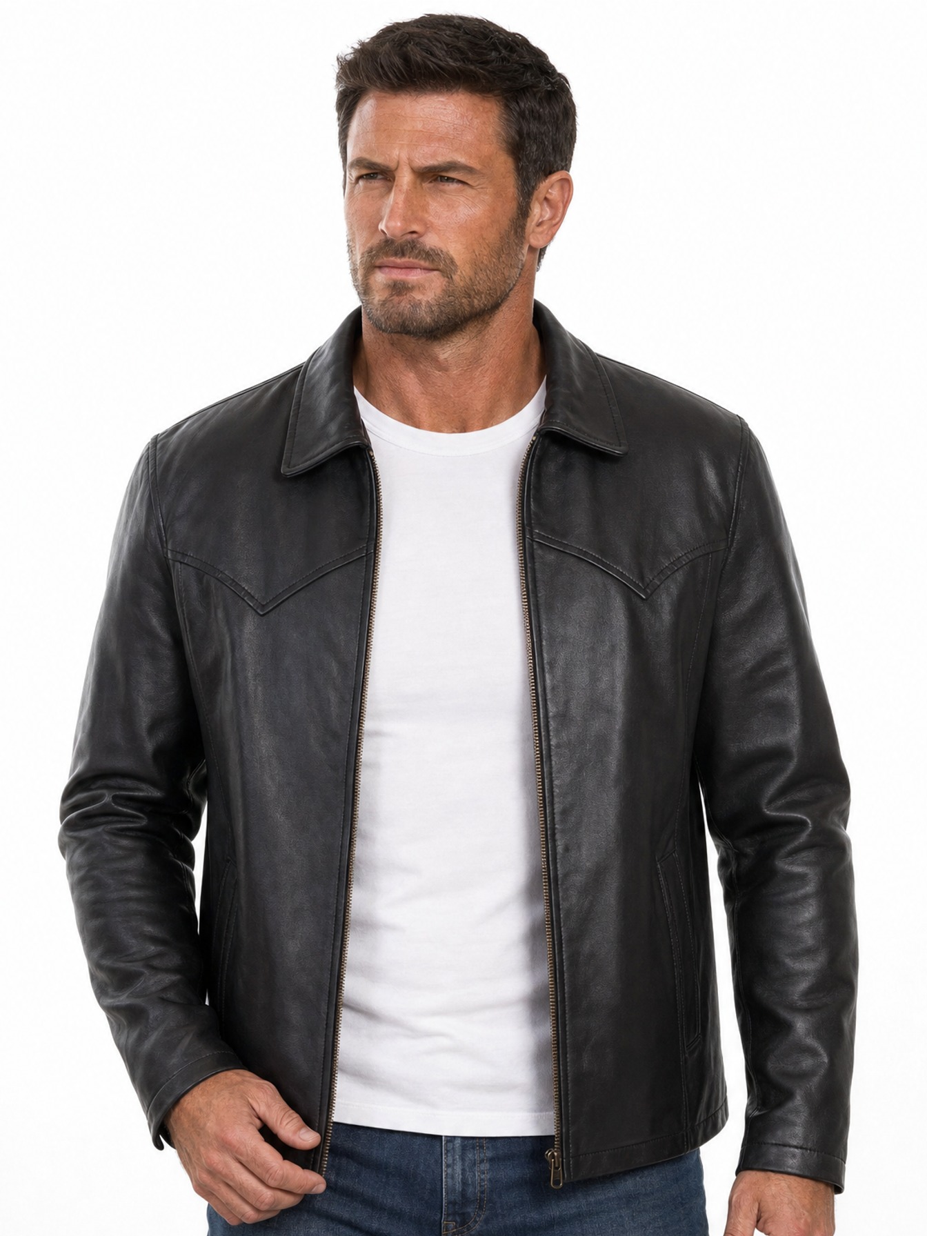 Western Leather Jacket, Black /Soft Touch Lamb