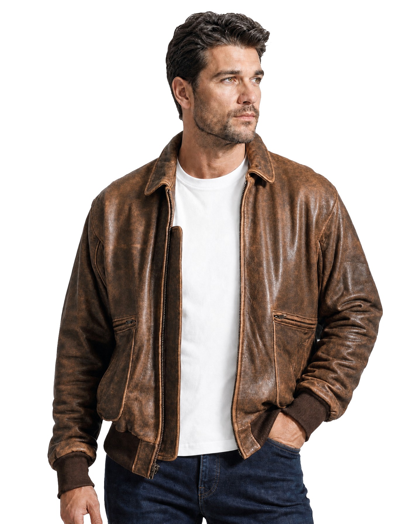 Lambskin Bomber Jacket, Brown Antique Lamb