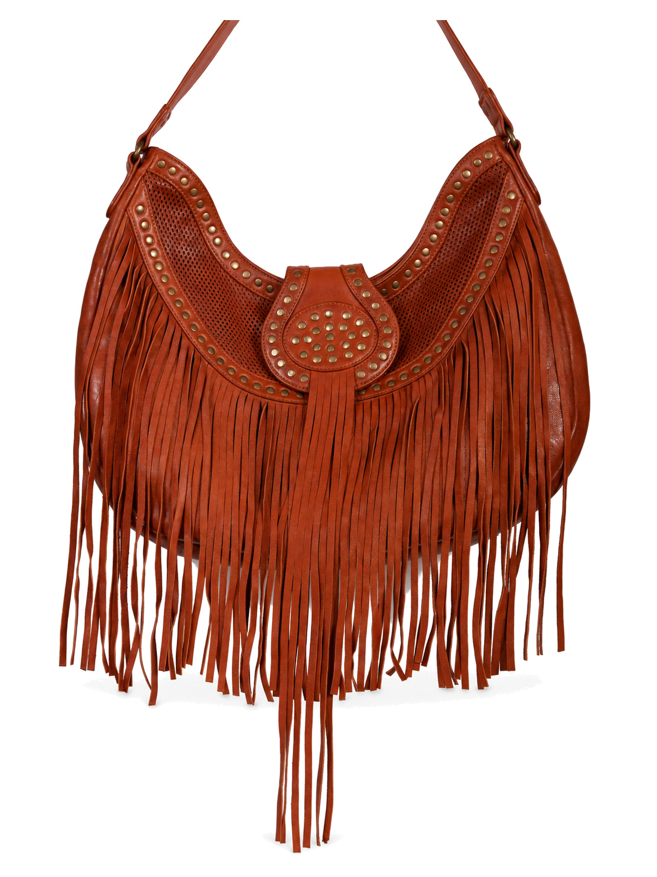 Handbag Leather Fringe And Studded Handbag by Scully