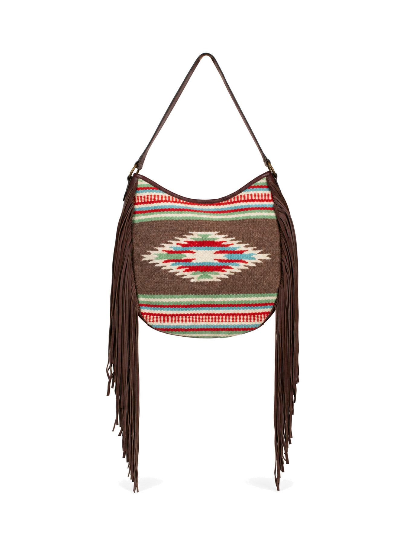 Brown Fringe Woven Handbag by Scully