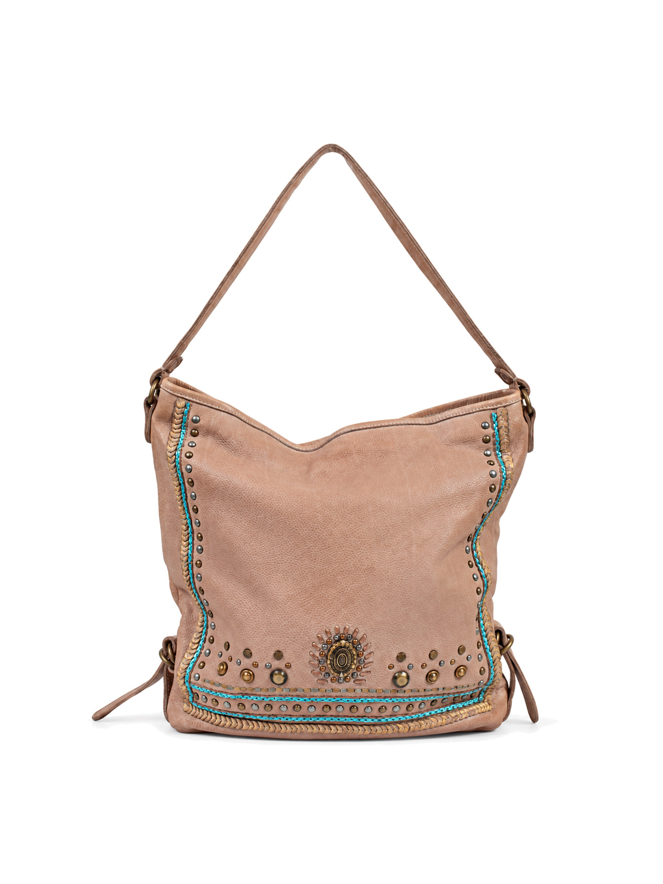 Sand Large Bucket Handbag with Studs by Scully