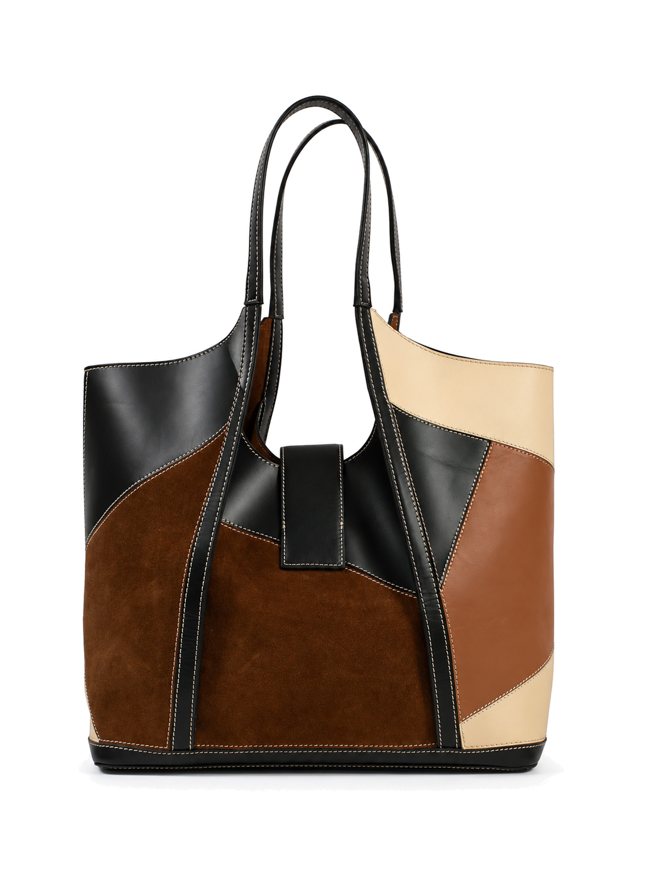 Large Multi Color Leather Tote by Scully, back view