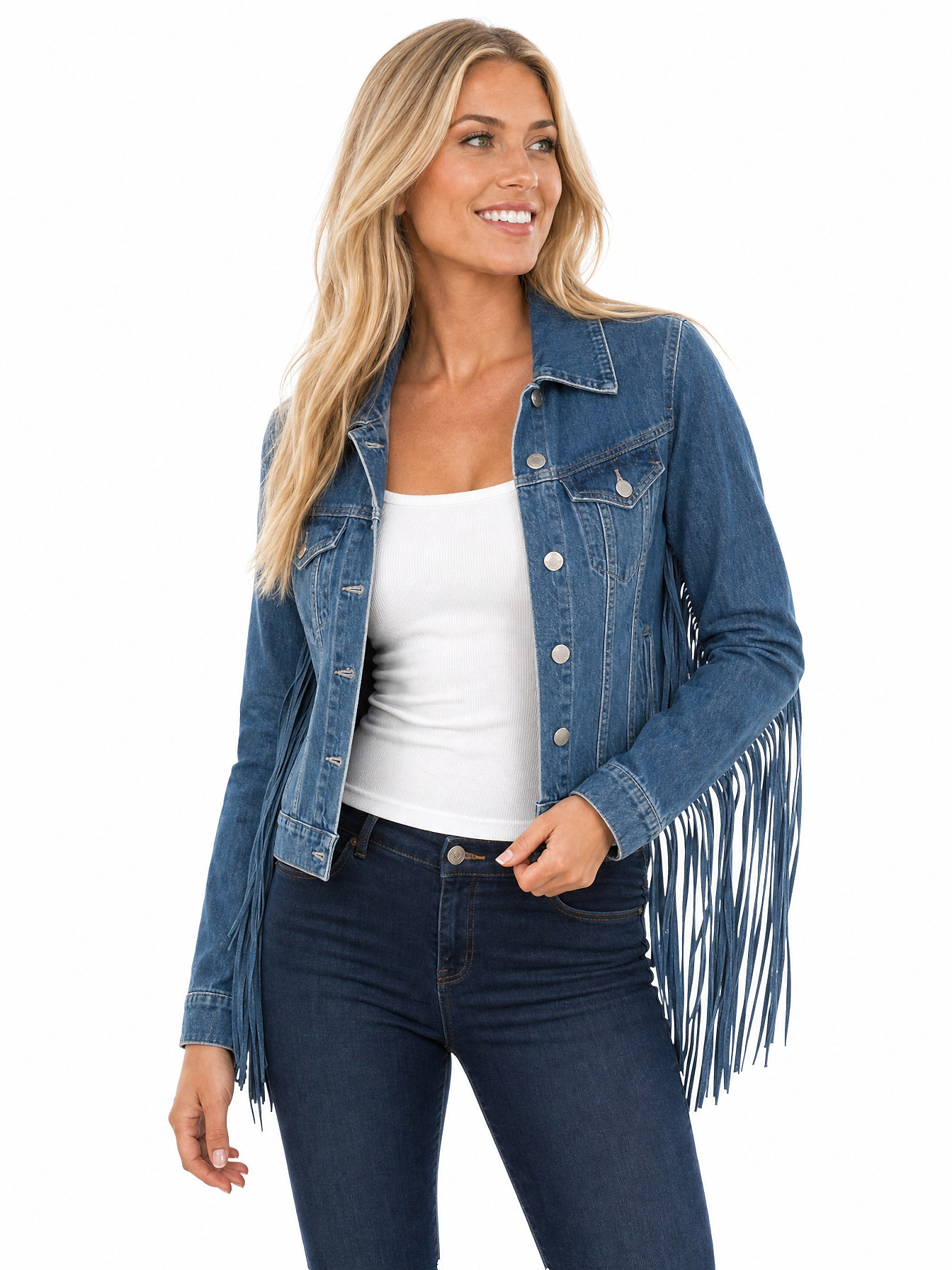 Denim Fringe Denim Jacket by Scully