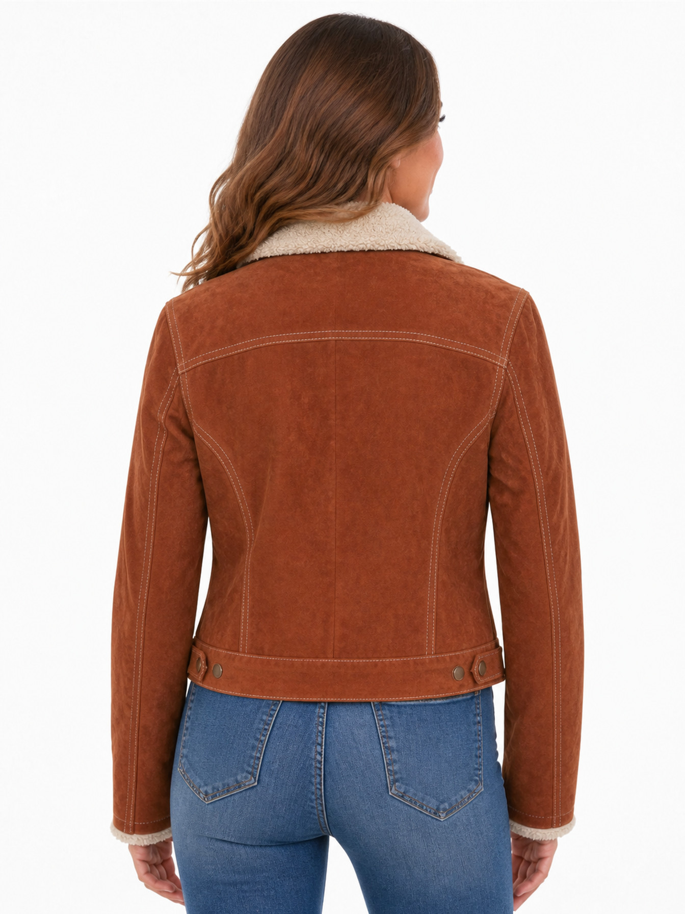 Old Rust Suede Jean Jacket by Scully, back view