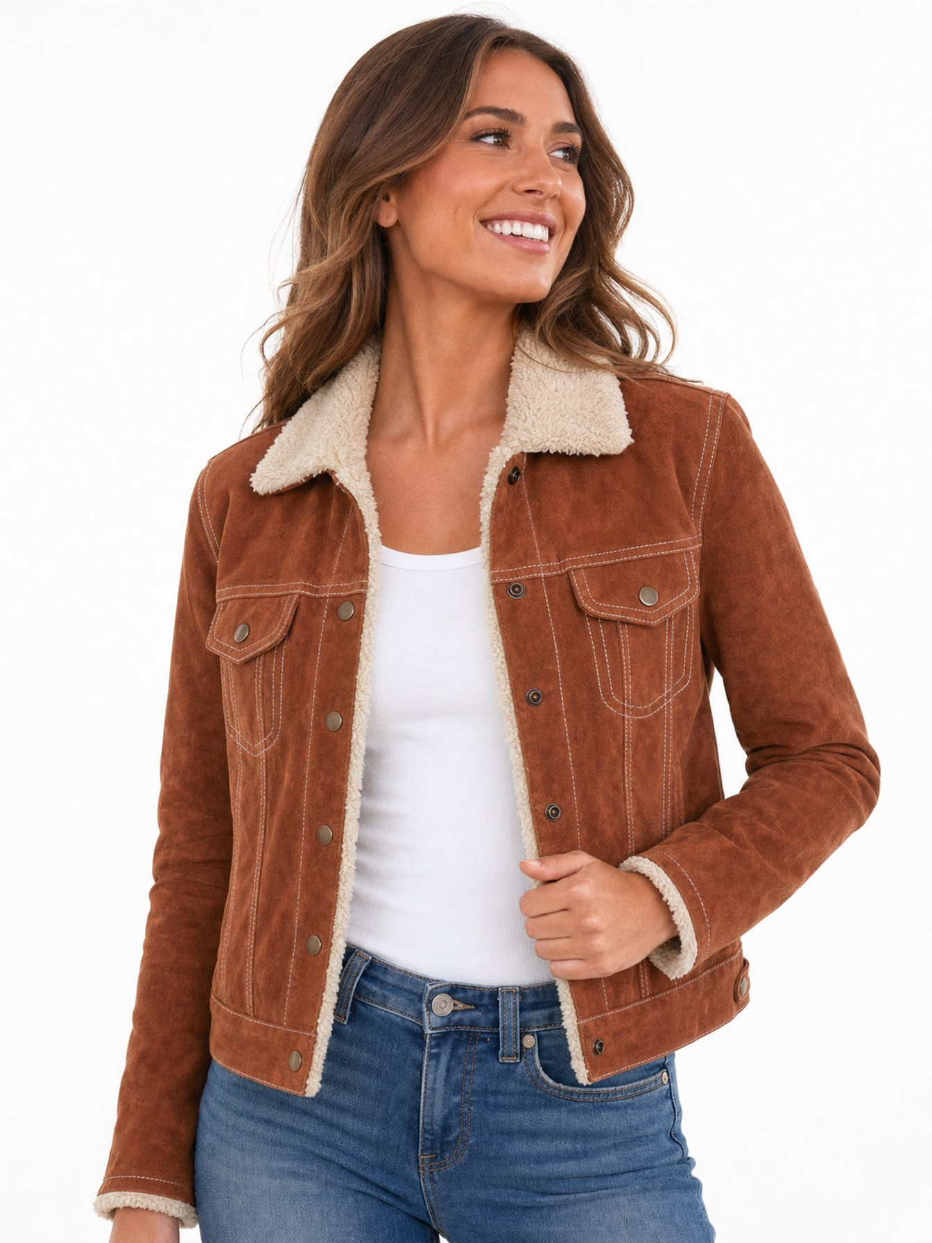 Suede Jean Jacket, Old Rust