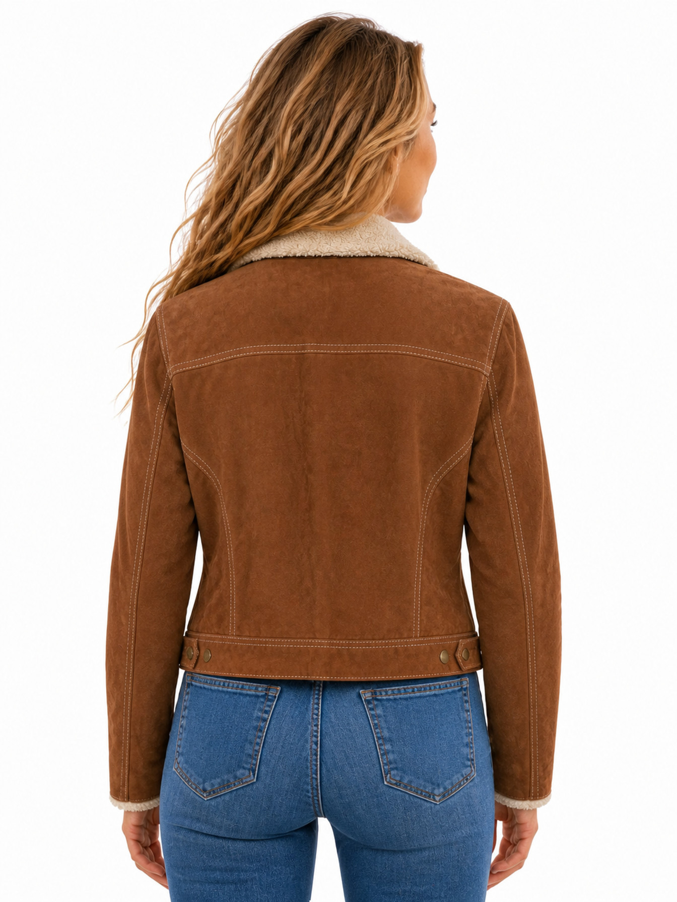 Cinnamon Suede Jean Jacket by Scully, back view