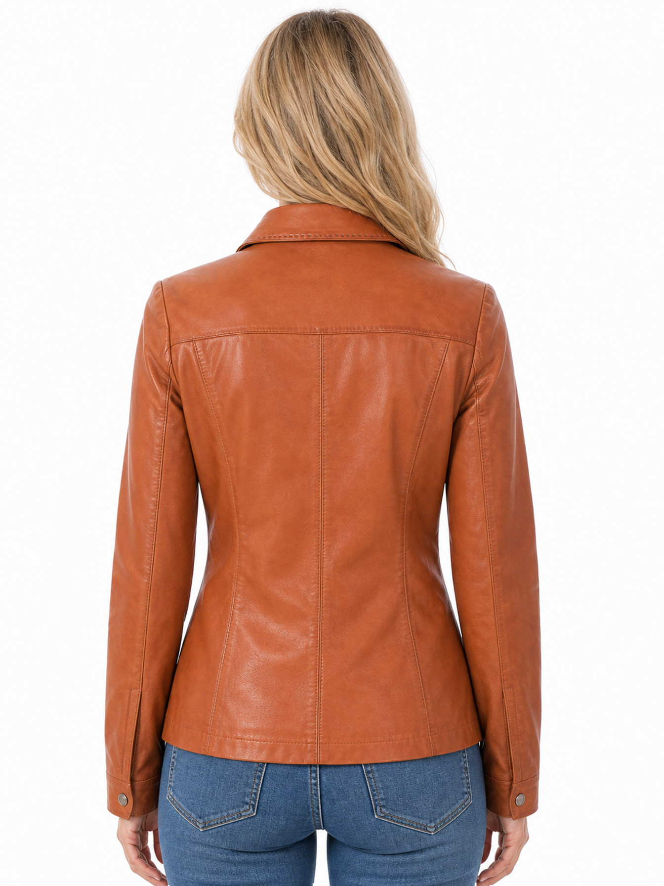 Cognac Soft Lamb Leather Shirt Style Jacket by Scully, back view