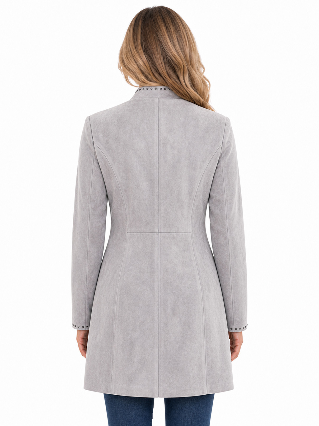 Grey Button Front Coat by Scully, back view