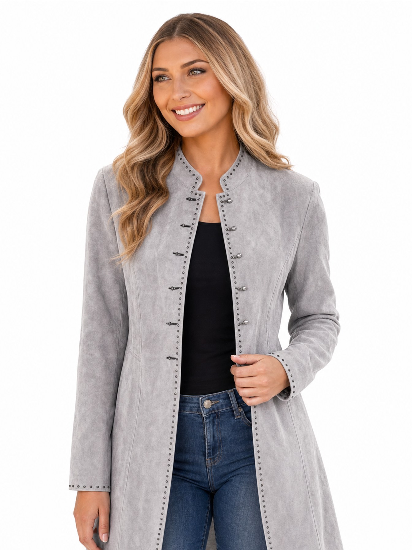 Front Button Up Jacket, Grey