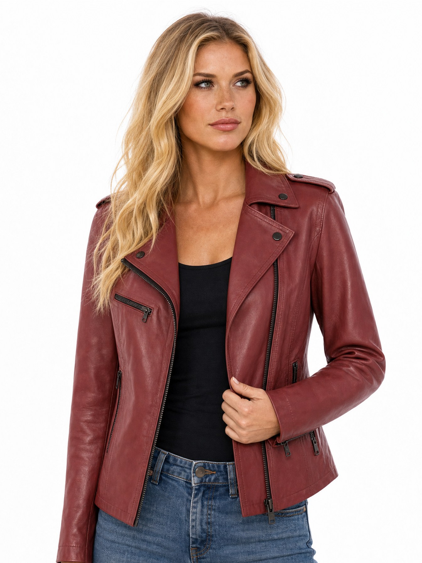 Motorcycle Jacket, Red Lamb