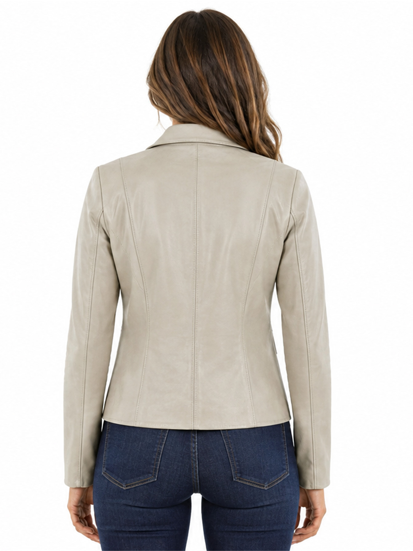 Stonewash Tailored Leather Zip Jacket by Scully, back view