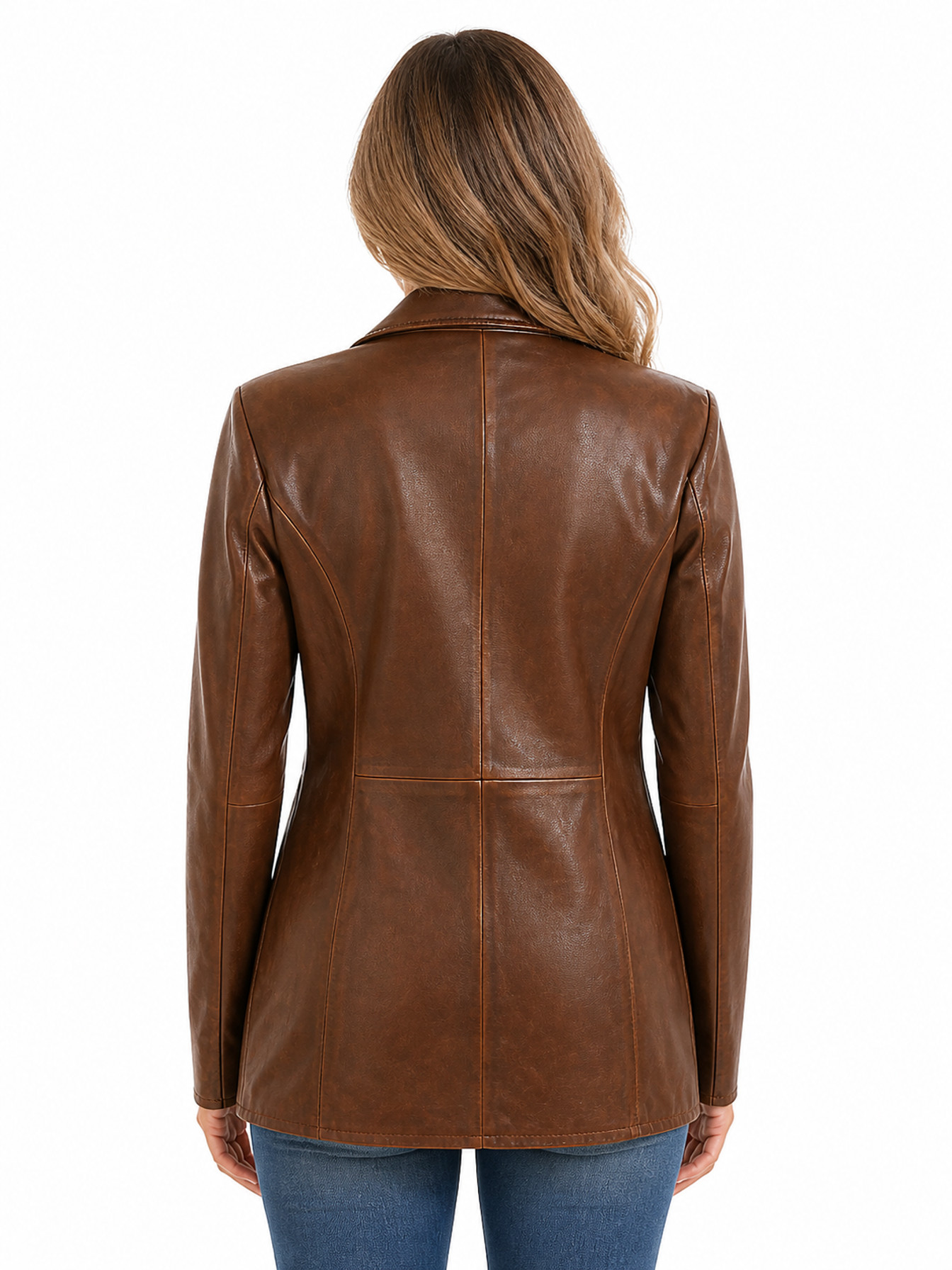 Chocolate Classic Brown Leather Blazer by Scully, back view