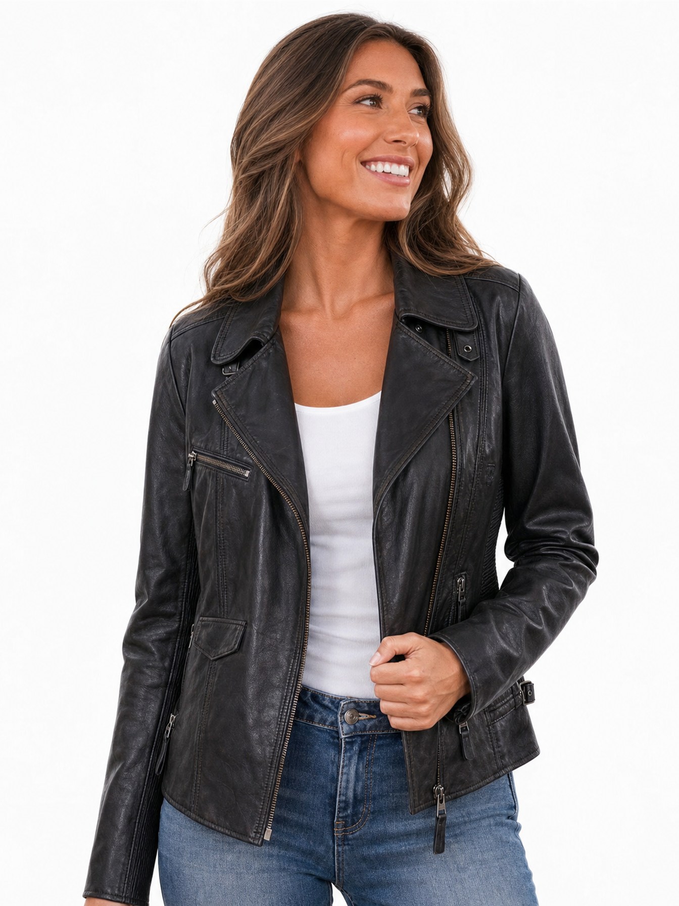 Leather Motorcycle Jacket, Black