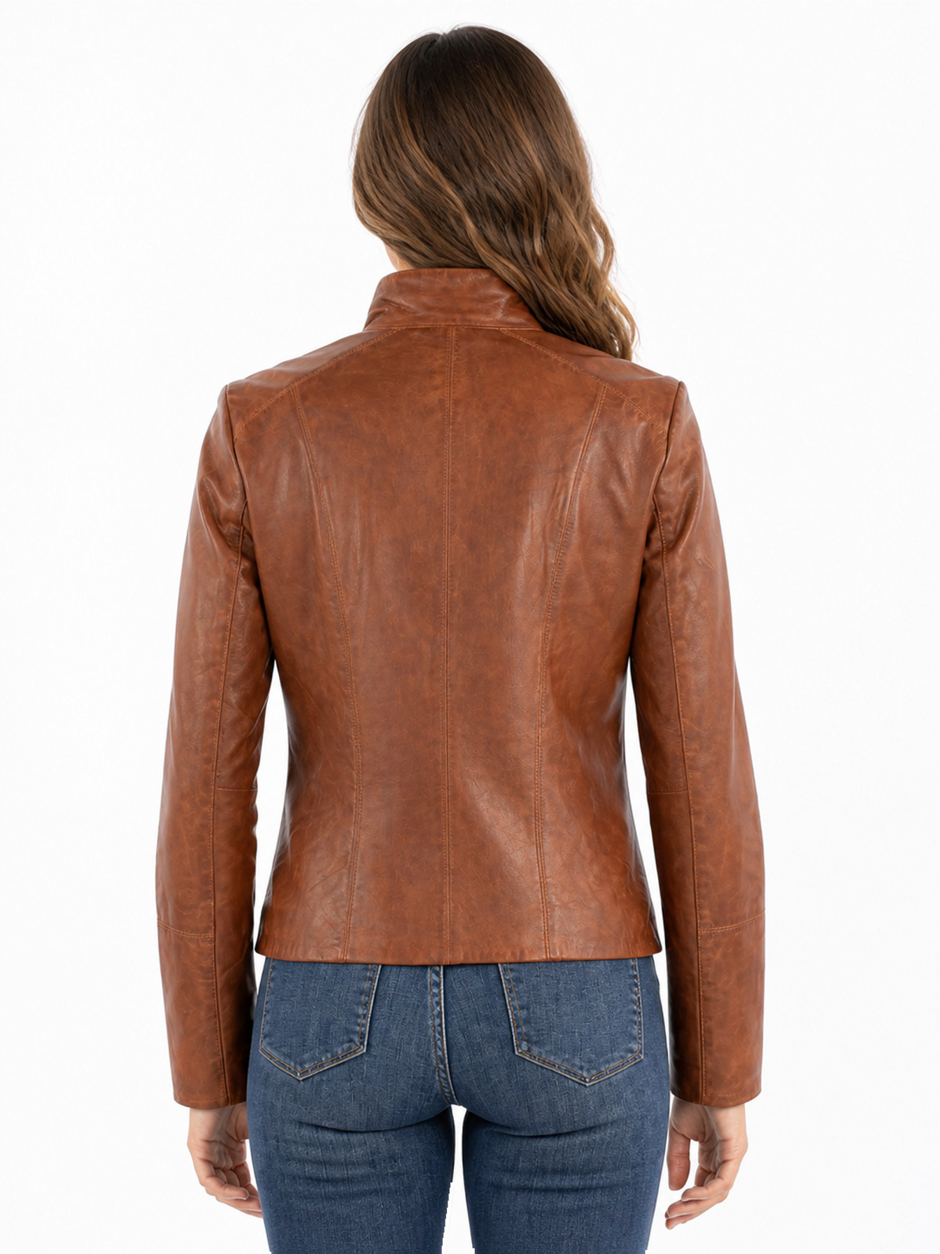 Vintage Brown Lightweight Leather Jacket by Scully, back view