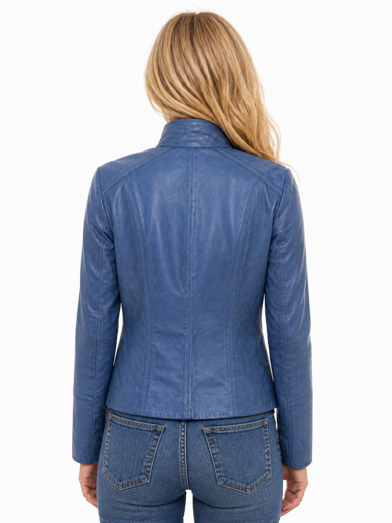 Denim Lightweight Leather Jacket by Scully, back view