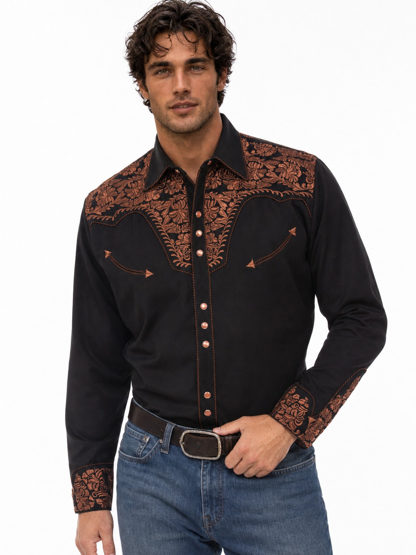 Poly/Rayon Blend Snap Front Shirt, Black