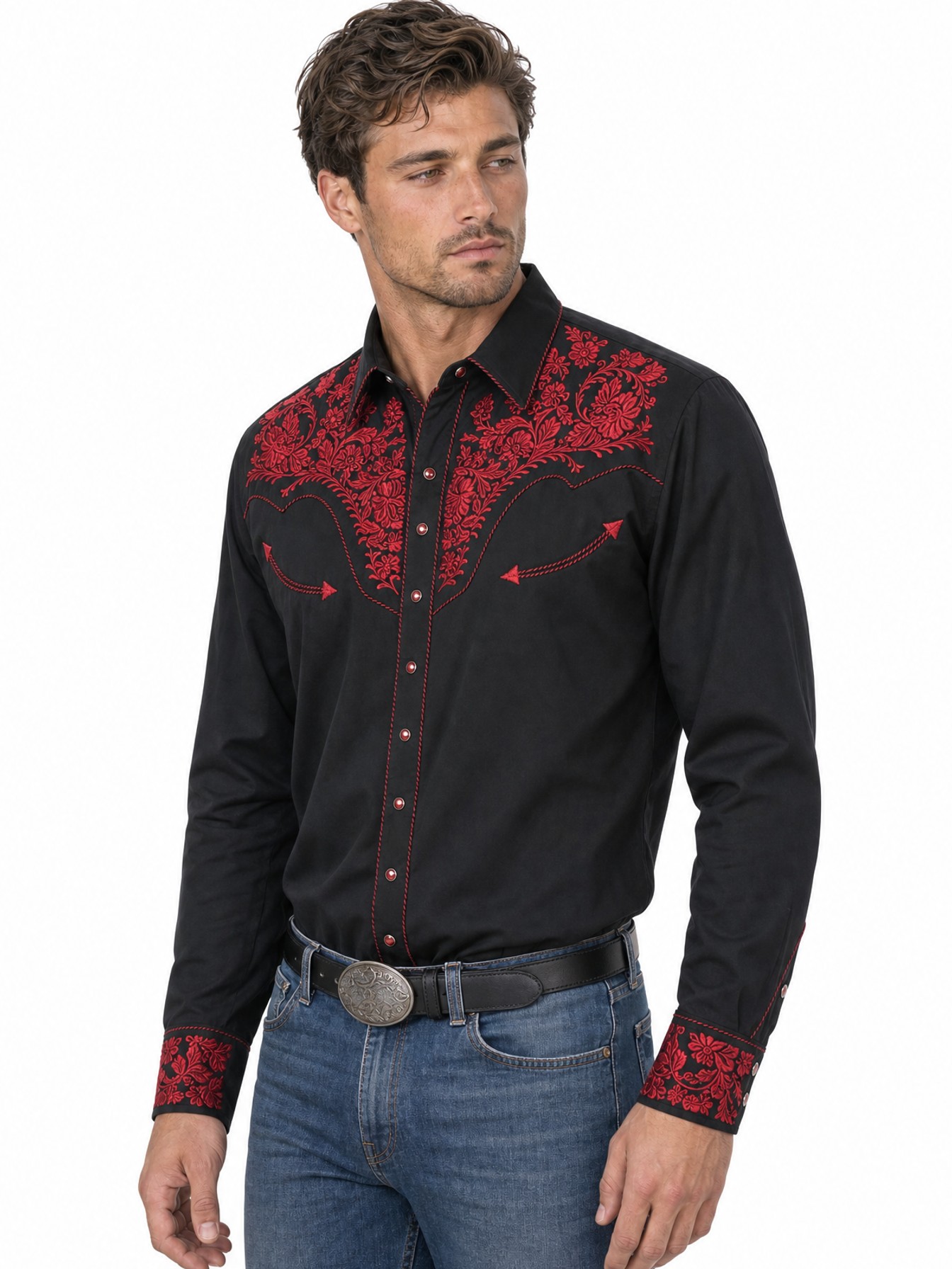 Poly/Rayon Blend Snap Front Shirt, Crimson