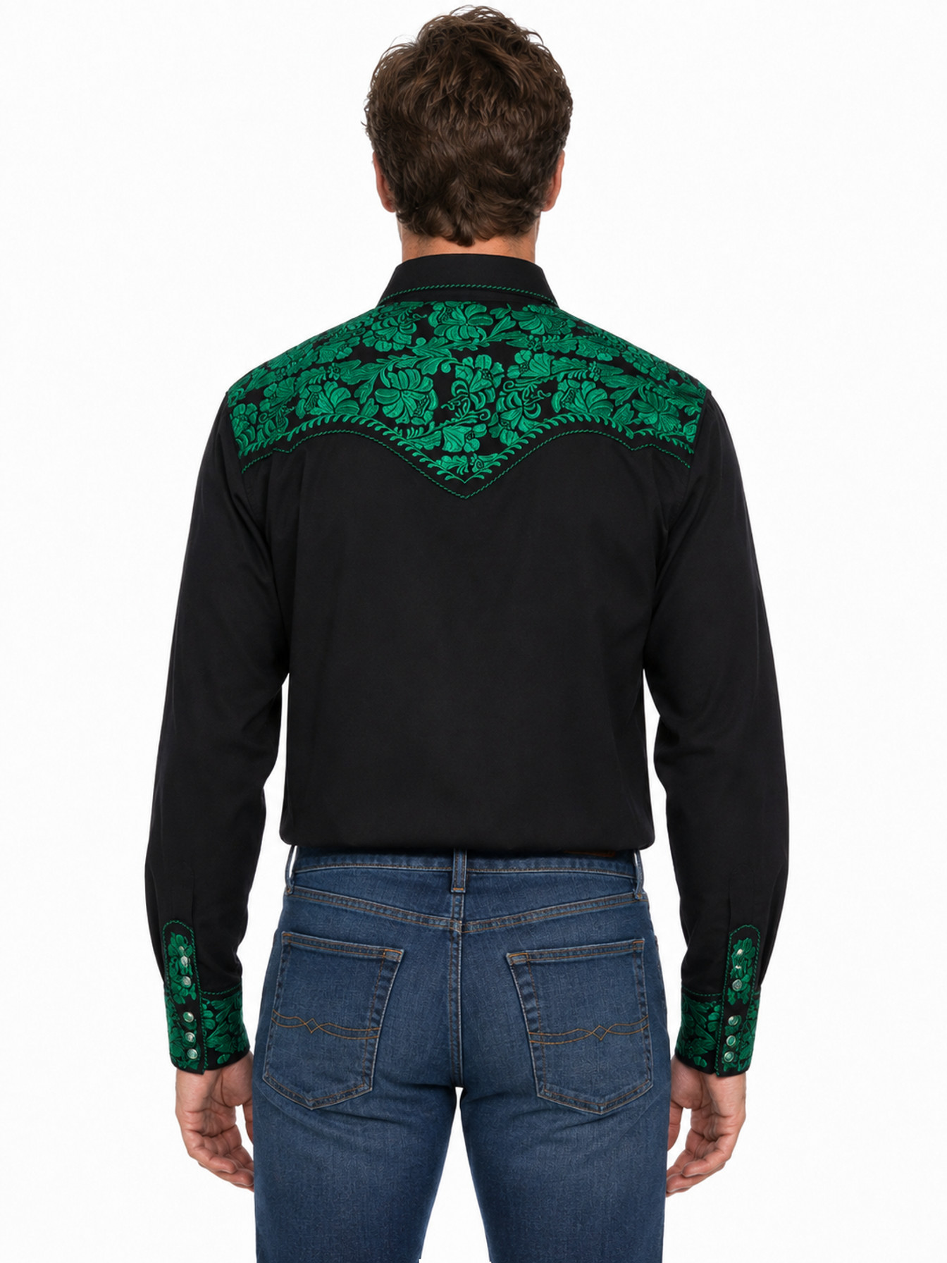 Emerald Snap Front Shirt by Scully, back view