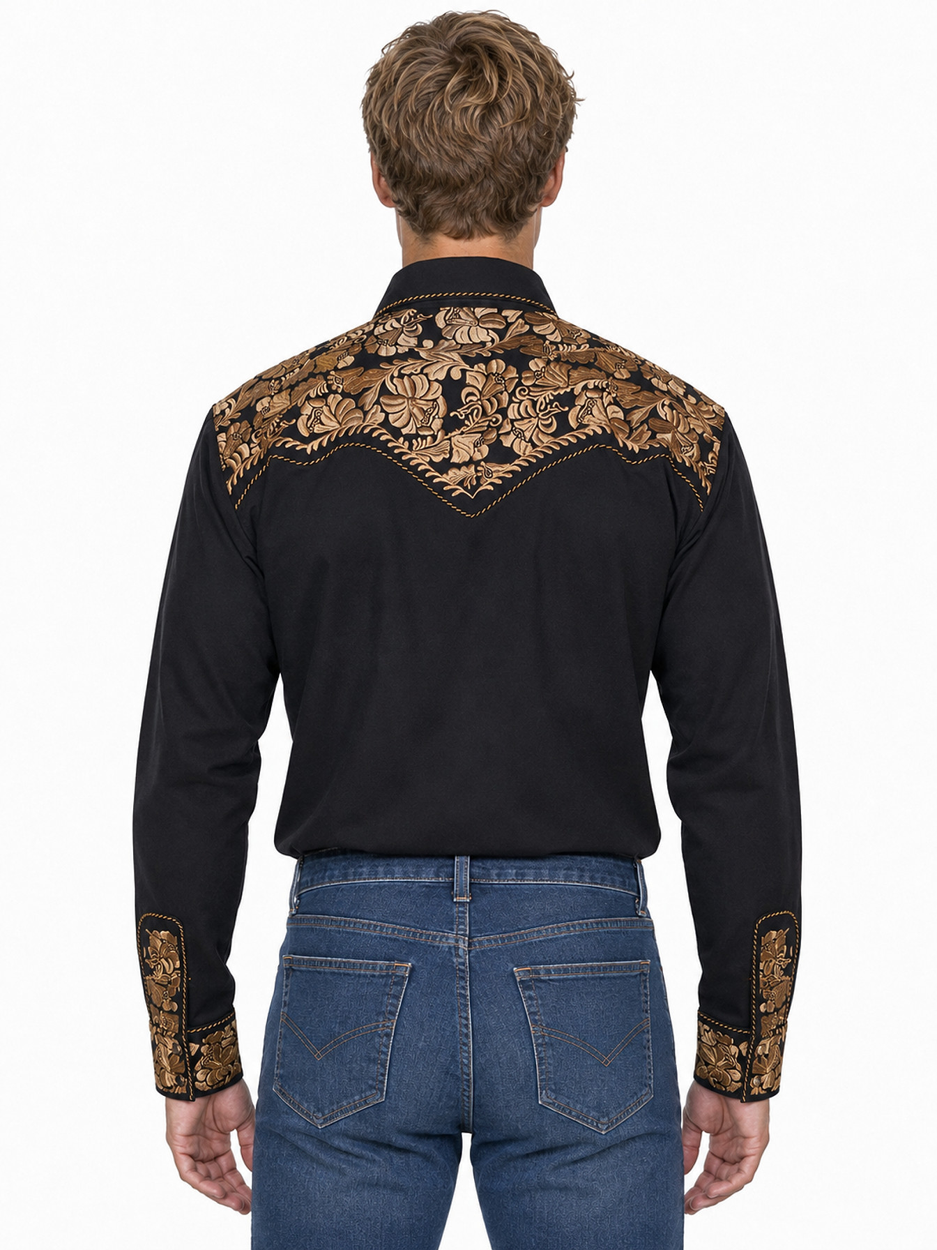 Gold Snap Front Shirt by Scully, back view