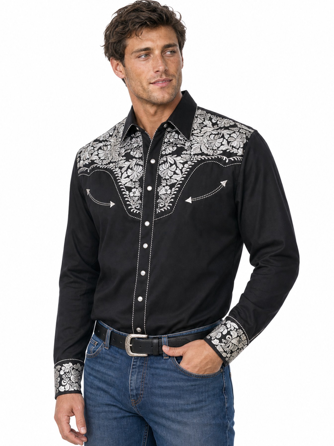 Poly/Rayon Blend Snap Front Shirt, Silver