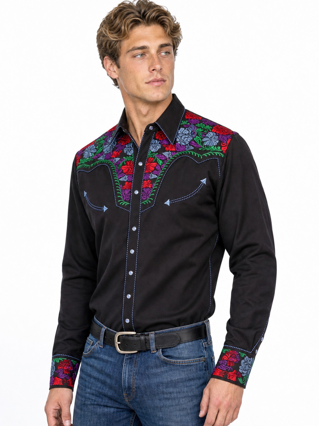 Poly/Rayon Blend Snap Front Shirt, Blue