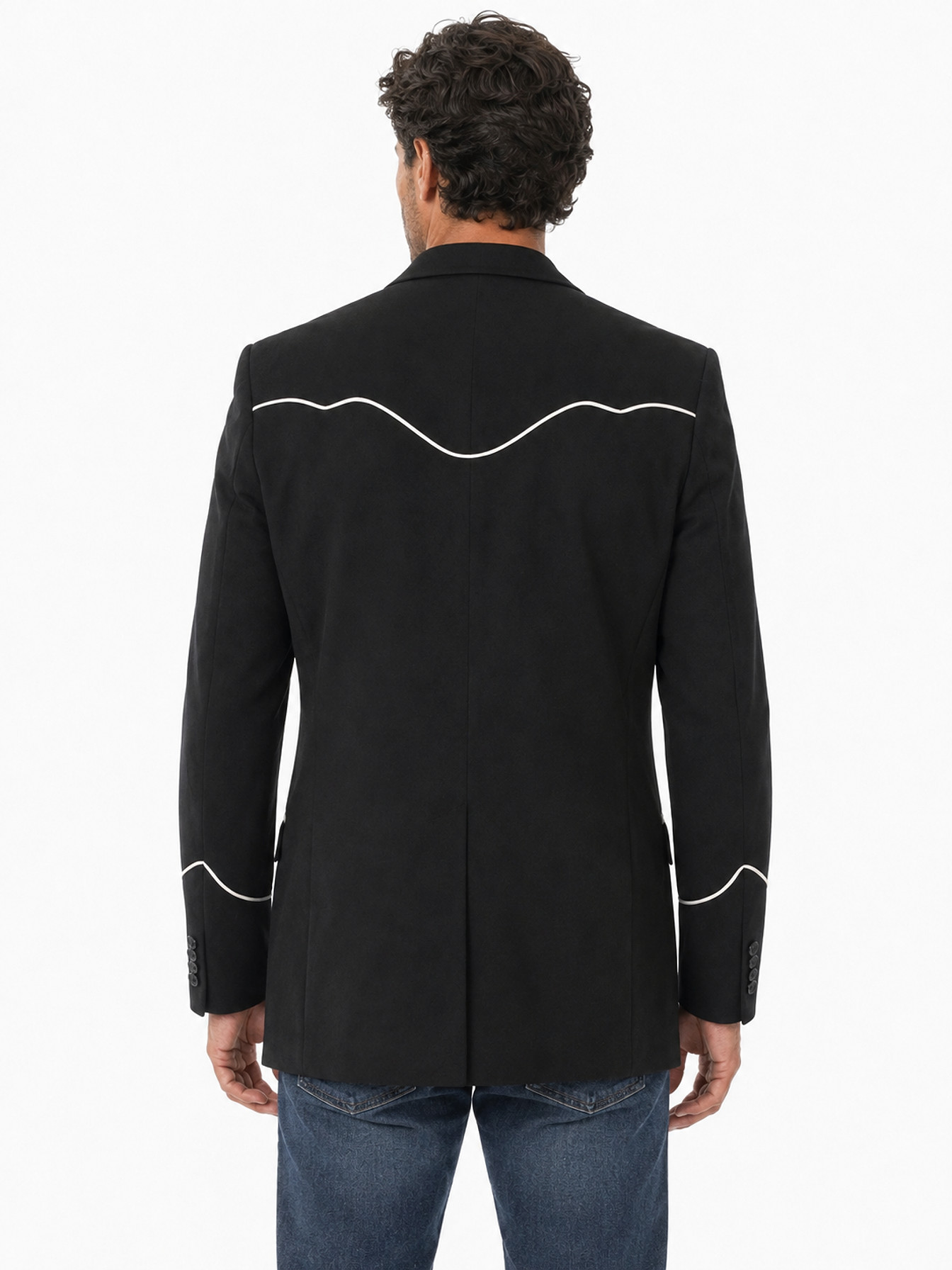 Black Button Front Blazer by Scully, back view
