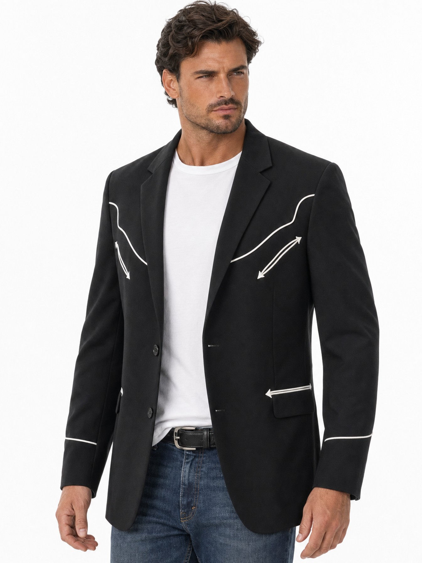 Button Front Blazer, Black