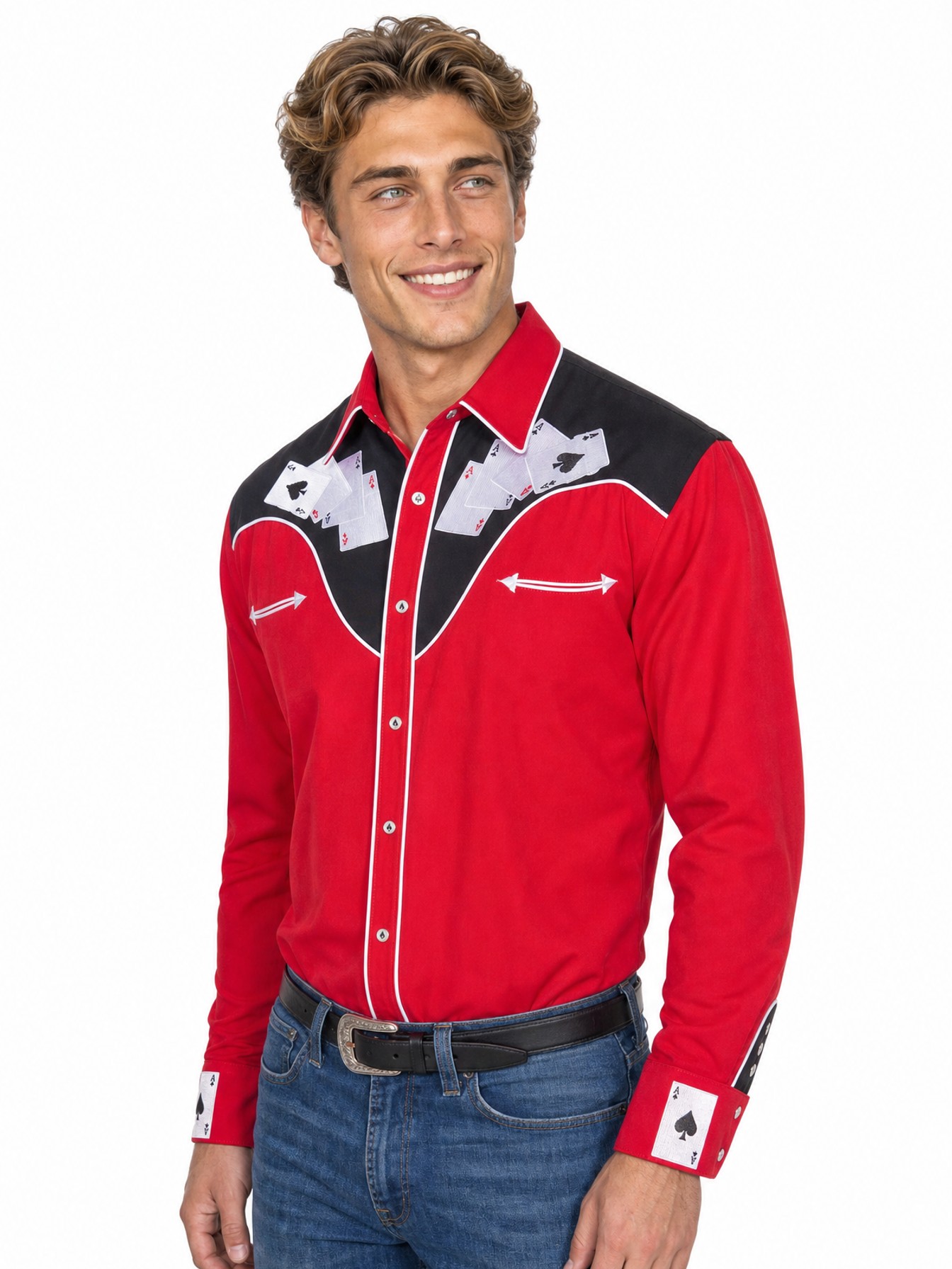Poly/Rayon Blend Snap Front Shirt, Red