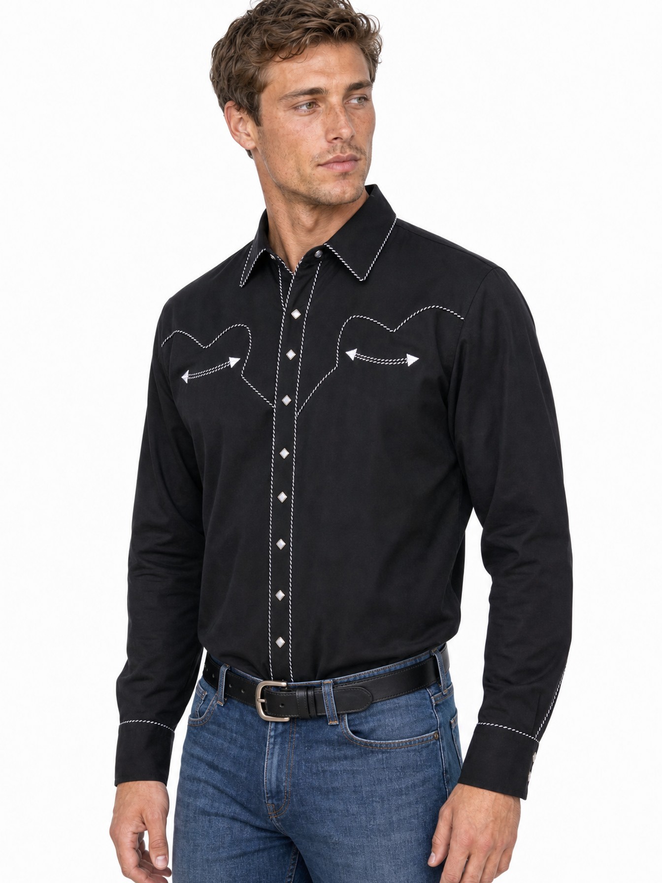 Poly/Rayon Blend Snap Front Shirt, Black